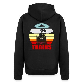 Zug - Unisex Premium Bio Zip Hoodie - Schwarz - Hinten - Nico (187cm)