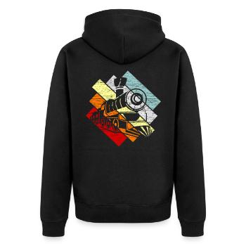 Zug Züge Modeleisenbahn Eisenbahn Geschenk - Unisex Premium Bio Zip Hoodie - Schwarz - Hinten - Nico (187cm)