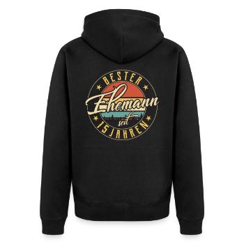 Bester Ehemann 15 Hochzeitstag Goldene Hochzeit - Unisex Premium Bio Zip Hoodie - Schwarz - Hinten - Nico (187cm)