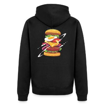 Burger - Unisex Premium Bio Zip Hoodie - Schwarz - Hinten - Nico (187cm)