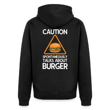 Burger - Unisex Premium Bio Zip Hoodie - Schwarz - Hinten - Nico (187cm)
