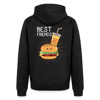 Burger hamburger - Unisex Premium Organic Zip Hoodie - black - Back - Nico (187cm)