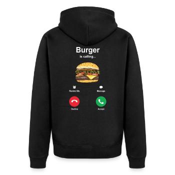 Burger hamburger - Unisex Premium Organic Zip Hoodie - black - Back - Nico (187cm)