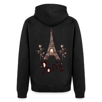 Paris France Tour Eiffel Roses - Veste à capuche bio Premium Unisexe - noir - Dos - Nico (187cm)