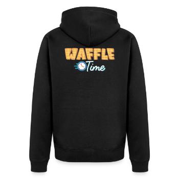 waffle - Unisex Premium Organic Zip Hoodie - black - Back - Nico (187cm)