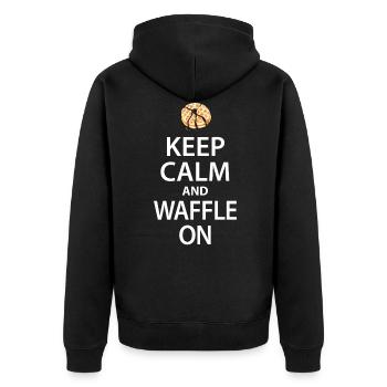 waffle - Unisex Premium Organic Zip Hoodie - black - Back - Nico (187cm)