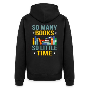Buch - Unisex Premium Bio Zip Hoodie - Schwarz - Hinten - Nico (187cm)