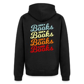Buchwurm Geschenkidee - Unisex Premium Bio Zip Hoodie - Schwarz - Hinten - Nico (187cm)