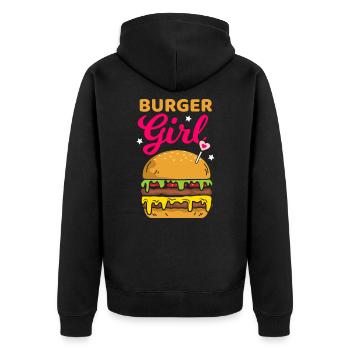 Burger hamburger - Unisex Premium Organic Zip Hoodie - black - Back - Nico (187cm)