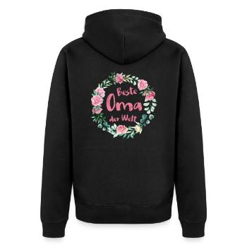Beste Oma der Welt Loading baby Geburt ich werde - Unisex Premium Bio Zip Hoodie - Schwarz - Hinten - Nico (187cm)