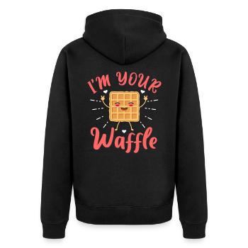Waffle - Unisex Premium Organic Zip Hoodie - black - Back - Nico (187cm)