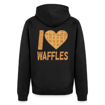 Waffelfrühstück Lieblingslebensmittel Geschenkidee - Unisex Premium Bio Zip Hoodie - Schwarz - Hinten - Nico (187cm)