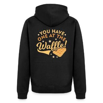 waffle - Unisex Premium Organic Zip Hoodie - black - Back - Nico (187cm)