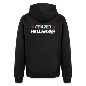 Stolzer Hallensern Halle Saale - Unisex Premium Bio Zip Hoodie - Schwarz - Hinten - Nico (187cm)