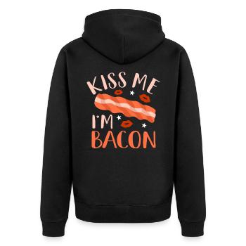 Bacon - Unisex Premium Organic Zip Hoodie - black - Back - Nico (187cm)