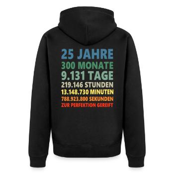 25. Geburtstag 25 Jahre 25ter Geburtstagsgeschenk - Unisex Premium Bio Zip Hoodie - Schwarz - Hinten - Nico (187cm)