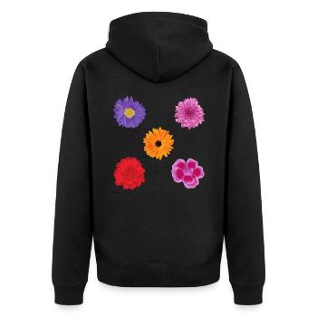 Flowers motif set - Unisex Premium Organic Zip Hoodie - black - Back - Nico (187cm)