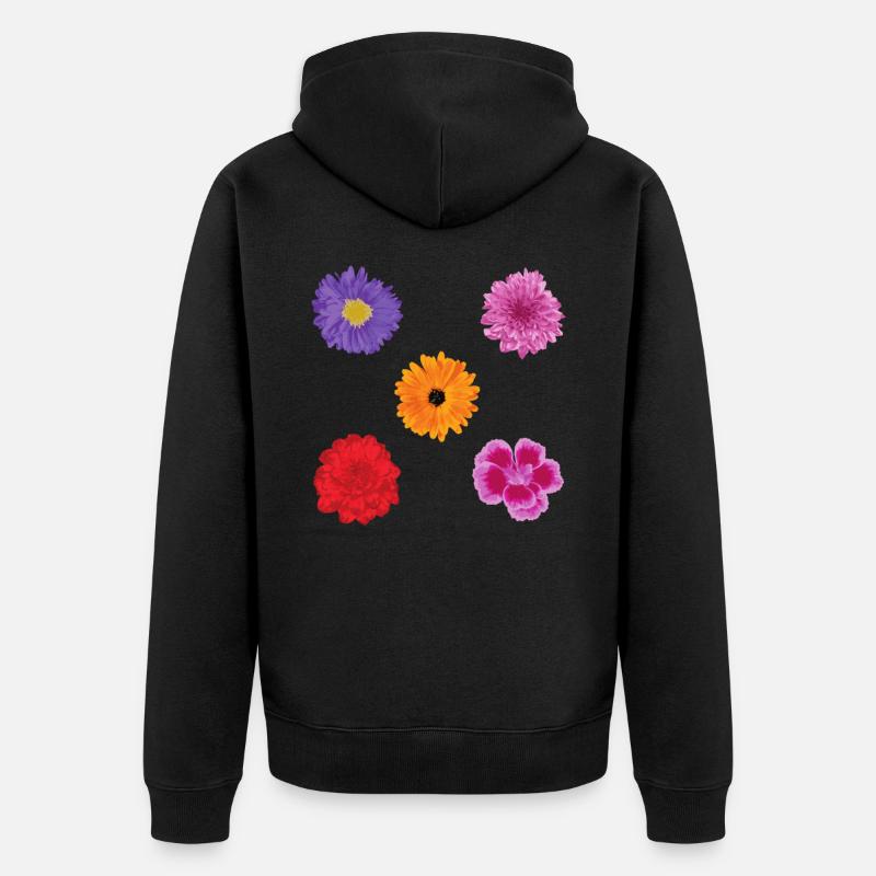 Ensemble de motifs de fleurs - Veste à capuche bio Premium Unisexe - noir