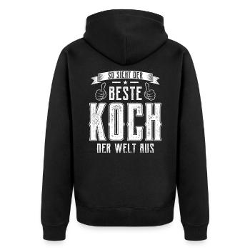 So sieht der Beste Koch der Welt aus - Unisex Premium Bio Zip Hoodie - Schwarz - Hinten - Nico (187cm)