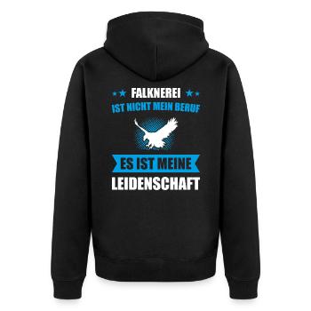 Falknerei nicht mein Beruf Leidensc - Unisex Premium Bio Zip Hoodie - Schwarz - Hinten - Nico (187cm)