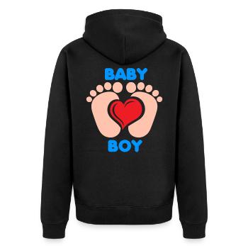 Baby Füße Herz Bruder Baby Boy Geburt Geschwister - Unisex Premium Bio Zip Hoodie - Schwarz - Hinten - Nico (187cm)
