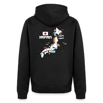 Japan - Unisex Premium Bio Zip Hoodie - Schwarz - Hinten - Nico (187cm)