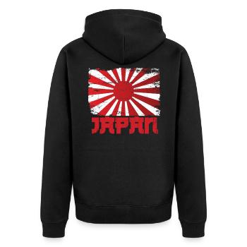 Japan - Unisex Premium Bio Zip Hoodie - Schwarz - Hinten - Nico (187cm)