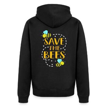 Bienen - Unisex Premium Bio Zip Hoodie - Schwarz - Hinten - Nico (187cm)