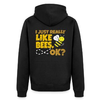 Bienen - Unisex Premium Bio Zip Hoodie - Schwarz - Hinten - Nico (187cm)
