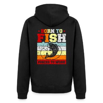 Fischen - Unisex Premium Bio Zip Hoodie - Schwarz - Hinten - Nico (187cm)