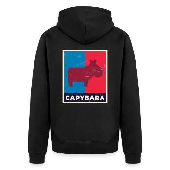 Capybara Wasserschwein Meerschweinchen Duplex - Unisex Premium Bio Zip Hoodie - Schwarz - Hinten - Nico (187cm)