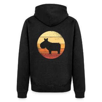Capybara Wasserschwein Meerschweinchen Grafik - Unisex Premium Bio Zip Hoodie - Schwarz - Hinten - Nico (187cm)