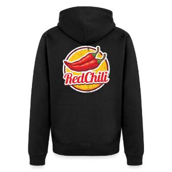 Chili pepper - Unisex Premium Organic Zip Hoodie - black - Back - Nico (187cm)