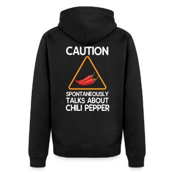 Chili pepper - Unisex Premium Organic Zip Hoodie - black - Back - Nico (187cm)
