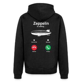 Zeppelin - Unisex Premium Organic Zip Hoodie - black - Back - Nico (187cm)