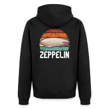 Starre Zeppelin-Flugzeuge Geschenkidee - Unisex Premium Bio Zip Hoodie - Schwarz - Hinten - Nico (187cm)