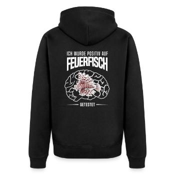 Feuerfisch Löwenfisch Korallenriff - Positiv - Unisex Premium Bio Zip Hoodie - Schwarz - Hinten - Nico (187cm)