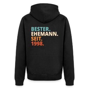Bester Ehemann Seit 1998 23 Jahre 23. Hochzeitstag - Unisex Premium Bio Zip Hoodie - Schwarz - Hinten - Nico (187cm)