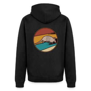 Gürteltier Schuppentier Gepanzert Fossil - Grafik - Unisex Premium Bio Zip Hoodie - Schwarz - Hinten - Nico (187cm)