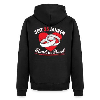 Silberhochzeit Geschenk 25 Jahre Hochzeitstag | - Unisex Premium Bio Zip Hoodie - Schwarz - Hinten - Nico (187cm)