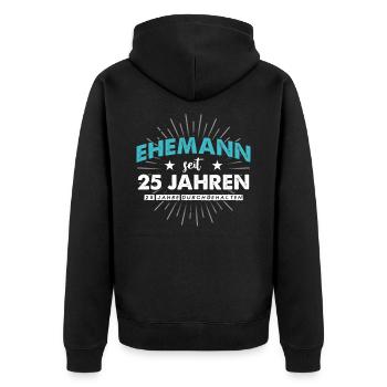 Silberhochzeit Geschenk 25 Jahre Hochzeitstag - Unisex Premium Bio Zip Hoodie - Schwarz - Hinten - Nico (187cm)