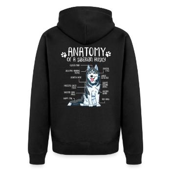 Siberian Husky Anatomie Hundehalter Hund Geschenk - Unisex Premium Bio Zip Hoodie - Schwarz - Hinten - Nico (187cm)