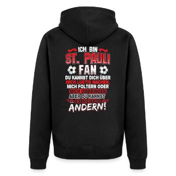 Paulianer Hamburg Sankt Pauli Fan | St. Pauli - Unisex Premium Bio Zip Hoodie - Schwarz - Hinten - Nico (187cm)