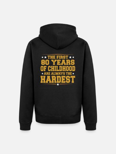80th birthday - Unisex Premium Organic Zip Hoodie - black