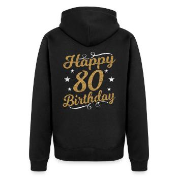 80. Geburtstag - Unisex Premium Bio Zip Hoodie - Schwarz - Hinten - Nico (187cm)