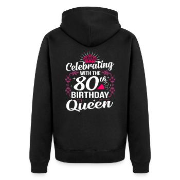 80. Geburtstag - Unisex Premium Bio Zip Hoodie - Schwarz - Hinten - Nico (187cm)