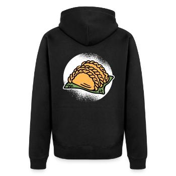Empanadas Teigtasche Spanien Grafik - Unisex Premium Bio Zip Hoodie - Schwarz - Hinten - Nico (187cm)