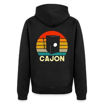 cajon vintage instrument - Unisex Premium Bio Zip Hoodie - Schwarz - Hinten - Nico (187cm)
