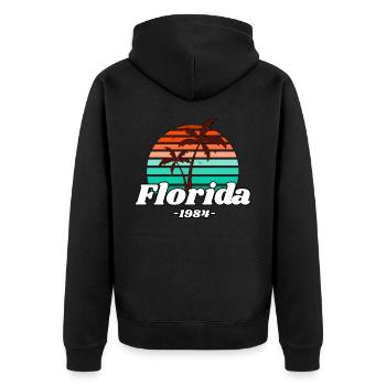 Palmen Florida 1984 - Unisex Premium Bio Zip Hoodie - Schwarz - Hinten - Nico (187cm)