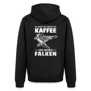 Falknerei Beizjagd Greifvogel Falkner - Guter Tag - Unisex Premium Bio Zip Hoodie - Schwarz - Hinten - Nico (187cm)